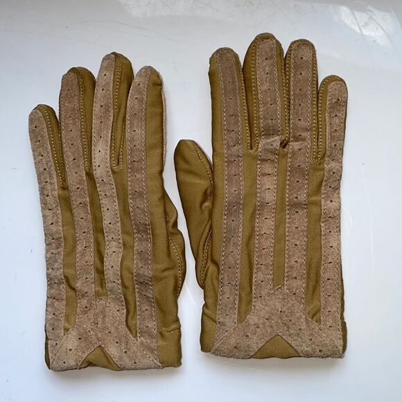 Vintage Aris Isotoner tan lined winter gloves - Size Medium - Picture 1 of 8